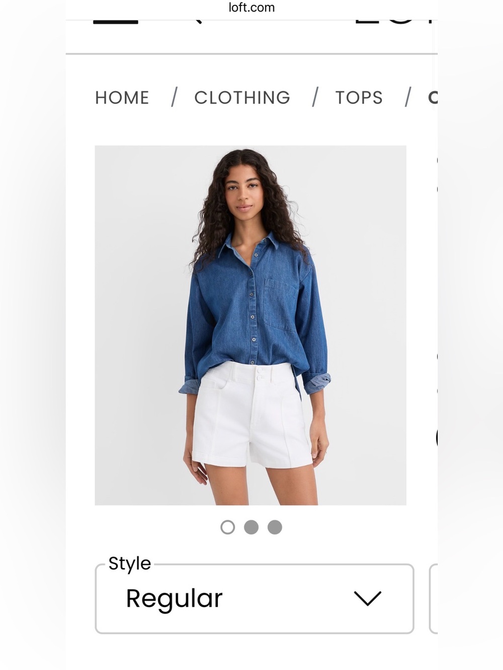 NWT Loft Chambray Everyday Oversized Pocket Shirt